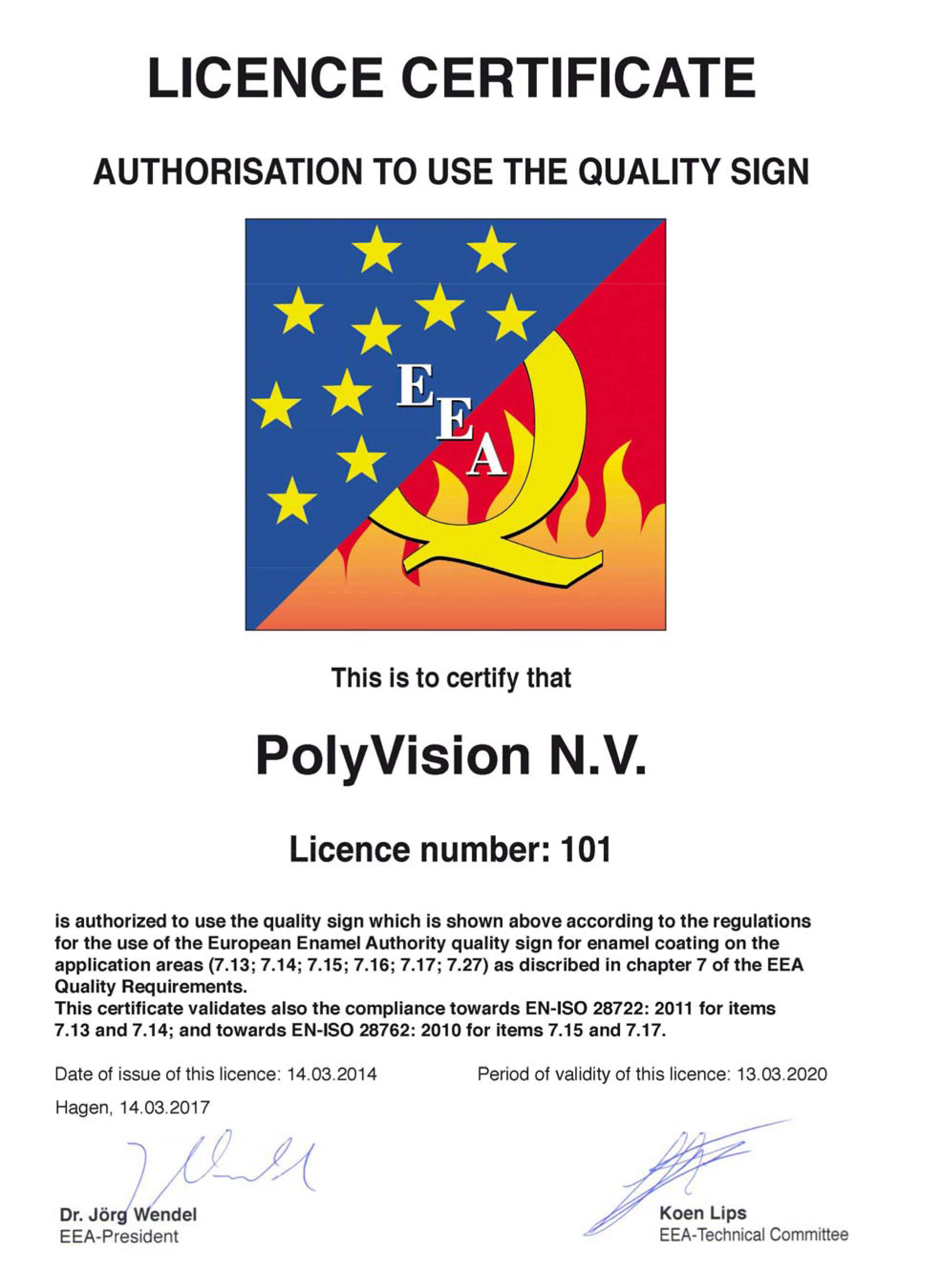  Certificate ҡ EEA PolyVision
